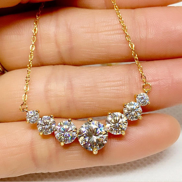 GRA Certified Moissanite Necklace: Gold-Plated Sterling Silver Fine Jewelry