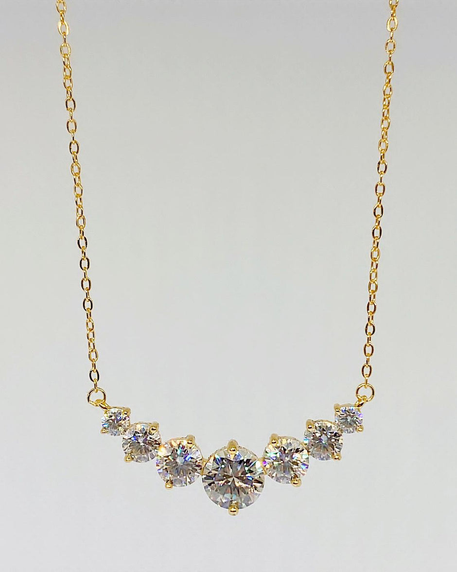GRA Certified Moissanite Necklace: Gold-Plated Sterling Silver Fine Jewelry