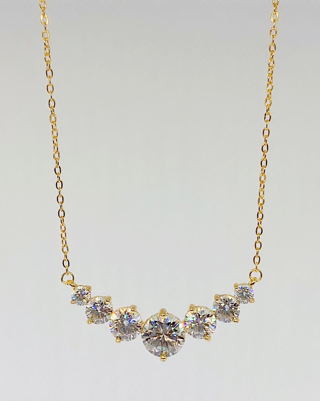 GRA Certified Moissanite Necklace: Gold-Plated Sterling Silver Fine Jewelry